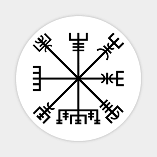 Vegvísir (black symbol) Magnet